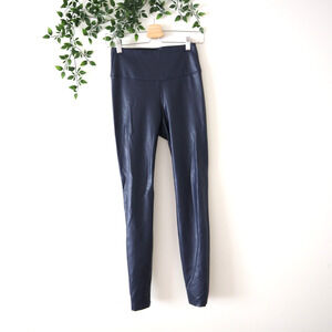 White House Black Market Runway Legging Dark Blue Faux Leather Pants Size 2